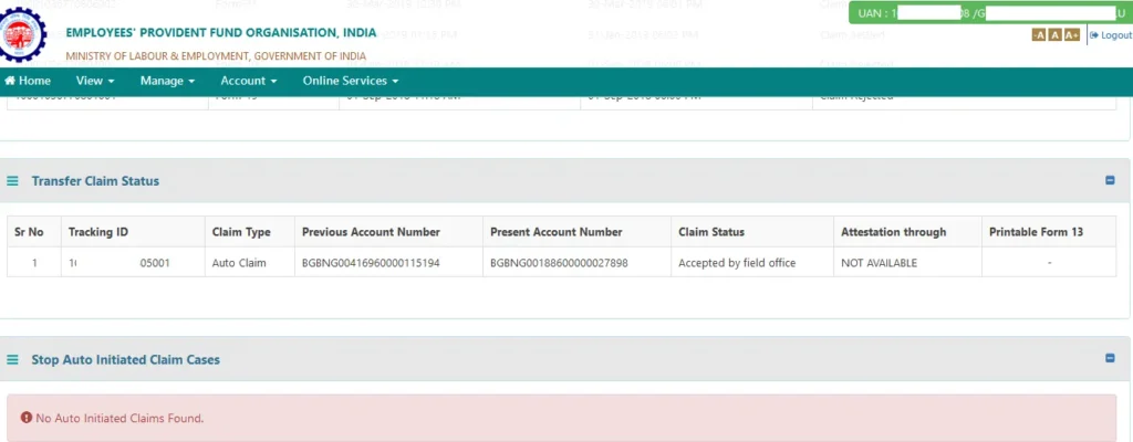 Claim Submitted Successfully Screen